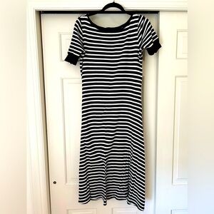 Navy Blue and White Striped Dress